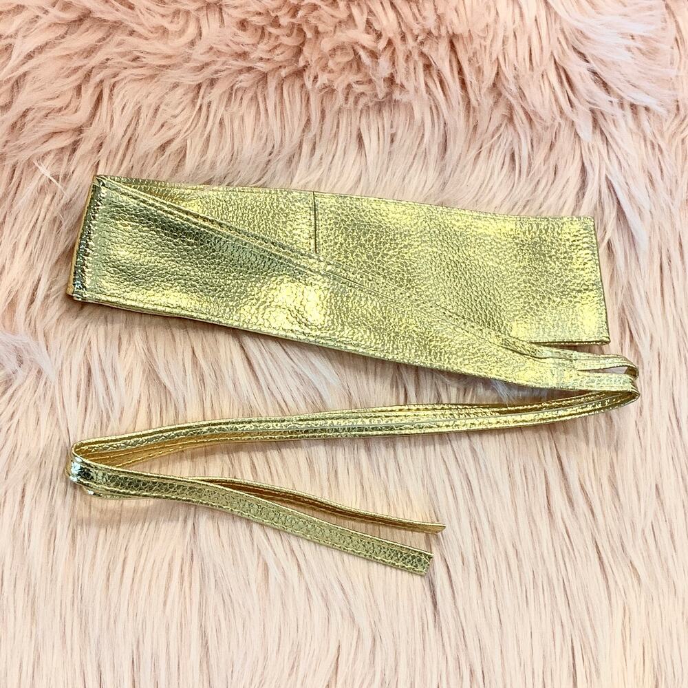 2/$30 Belt Wrap Around Waist Gold Boho Gypsy Cinched Faux Leather Tie Bow - Picture 5 of 8